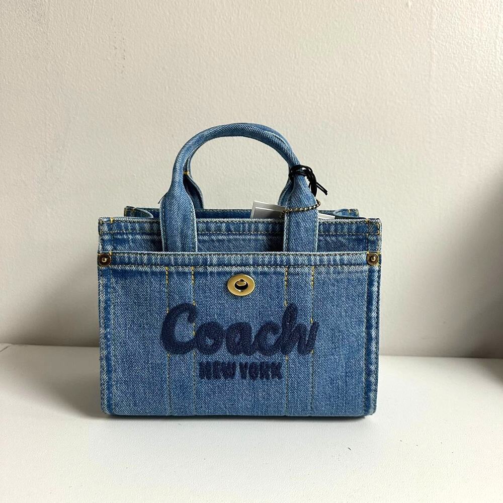 COPY - Coach Mini Denim Cargo Tote 20 Brass / Indigo CZ100